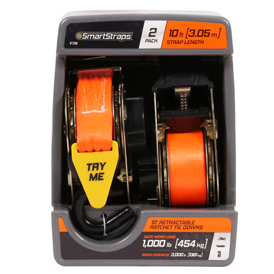 Orange 4 Pack Ratchet Tie Down Straps Moving and Securing Cargo 1 in x 10 ft Straps 3000lbs Break Strength 